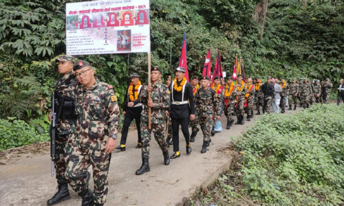 गोरखाबाट एकीकरण पदयात्रामा निस्कियो नेपाली सेनाको टोली